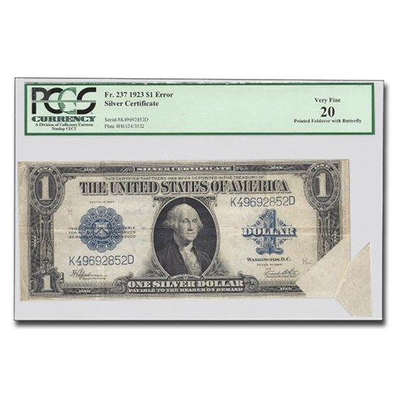 1923 $1.00 Silver Certificate VF-20 PCGS (Printed Fold) 1923 $1.00 Silver Certificate VF-20 PCGS (Printed Fold)